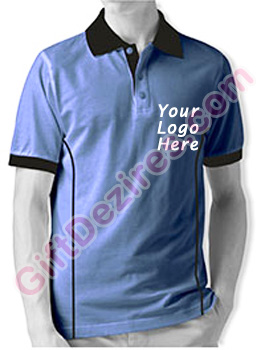 Designer Imperial Blue and Black Color Logo Custom T Shirts